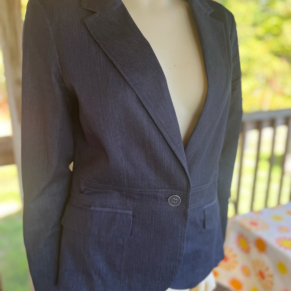 New York & Company Chick Navy Denim Blazer